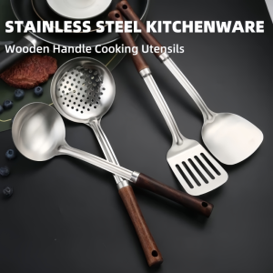 4PCS Stainless Steel Kitchen Cooking Utensils Set Tools Plastic Handle Soup Ladle Spatula Skimmer