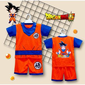 SETELAN BAJU ANAK DRAGON BALL PENDEK UNTUK ANAK 2-10 TAHUN BISA COD