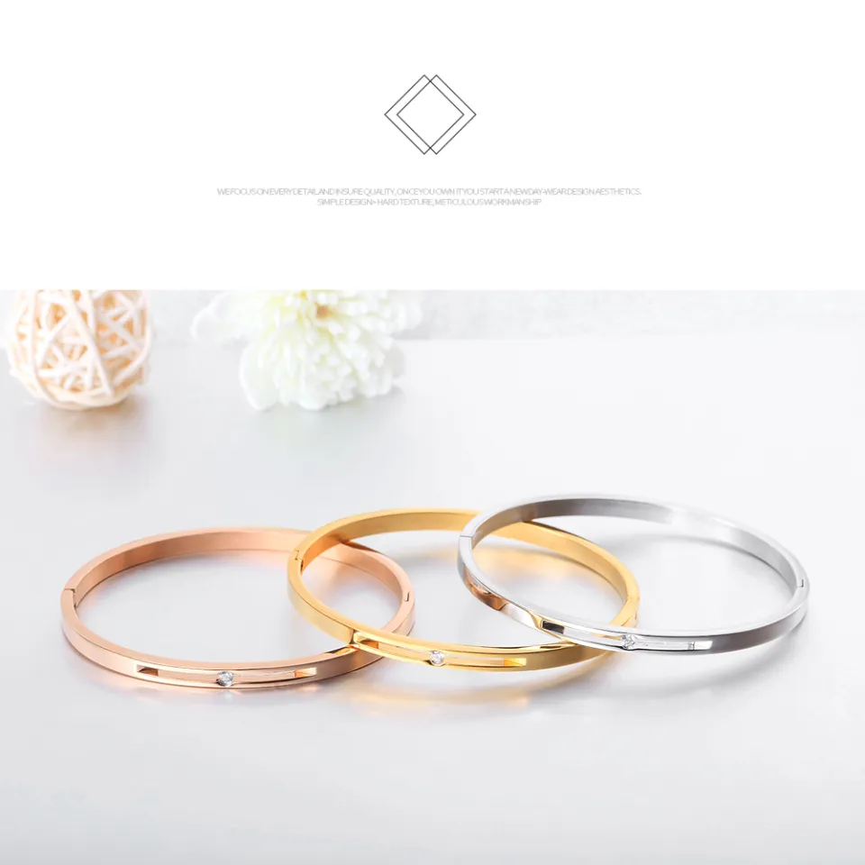 OPK Fashion Bracelet for Women Tala Korean Style Rose gold-plated Titanium  Steel Bracelet Trendy Girls Inlaid Zircon Bracelets