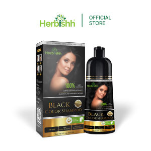 Herbishh Magic Hair Colour Shampoo 500ml Black | 3 in 1 Permanent Hair Dye | 100% Grey Coverage