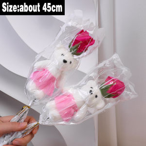 5Pcs Heart Shape Bear Soap Rose Flower Mothers Day Soap Bouquets For Wedding Birthday Festivals Party Cute Teddy Bear Rose for Valentines Day Home Decoration Supplies