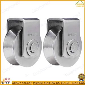 【Cozyhome2】2Pcs Groove Wheel V Type Pulley Roller Stainless Steel Track Wheel Max Load 660Lbs Groove Caster for DIY Gym Equipment