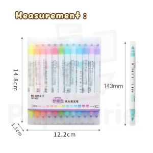 Papeterie - 12pcs/set Highlighter Pen Stationery Milkliner Double Headed Fluorescent Marker Pen 12 Colors Mark Pen Cute