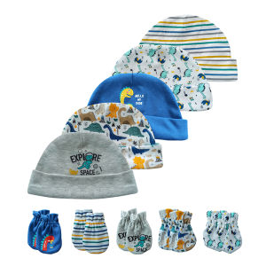 Kiddiezoom topi bayi yang baru lahir/Caps sarung tangan bayi bibir bayi 100% kapas Dinosaur Unicorn Style