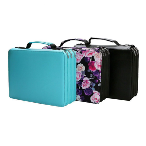168/224 Slots Large Leather Marker Case with Shoulder Strap Multilayer Art Markers Carrying Bag Marker Pen Organizers
