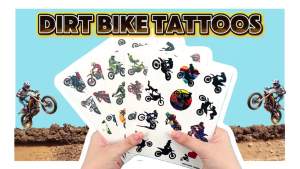60 PCS Dirt Bike Temporary Tattoos for Kids - Waterproof Fake Tattoo Stickers (5 Sheets) - Motocross Racing Birthday Party Supplies Favors & Goodie Bag Stuffers for Boys