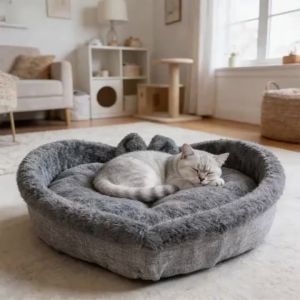 Sacesr Cute Heart-shaped Cat Nest Cat Room Cat Bed Comfortable and Soft Fabric with Thick Velvet Filling The Perfect Gift for Cats P9M4Y