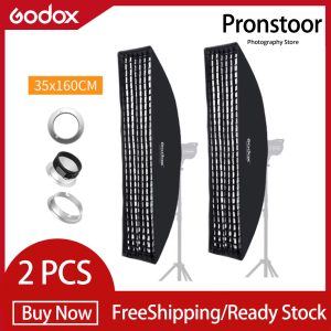 2PCS Godox 35x160cm 14"x63" Strip Beehive Honeycomb Grid Softbox for Bowens Elinchrom Mount Studio Flash
