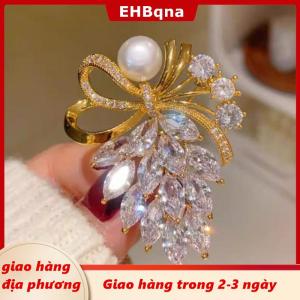 [COD] EHBqna 3PF Ship within 24 hours Thời trang Rhinestone pha lê Bow ngọc trai trâm cài phụ nữ quần áo áo trang sức accessries Quà Tặng