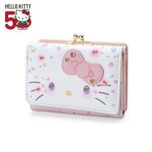 GOLDVAULT แฟชั่นสบายๆ กระเป๋า Sanrio Hello Kitty คาวาอิ น่ารักน่ารักๆ กระเป๋าสตางค์หนัง PU ที่มีคุณภาพสูง ของขวัญวันเกิดของขวัญ กระเป๋าบัตรพับได้