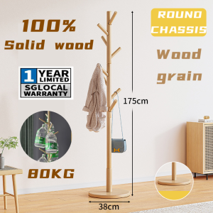 🔥【SG Ready Stock】🔥 100% solid wood Wooden Clothes Hanger Rack Nordic Style Clothes Hanger Hook Bedroom Coat Stand Rack