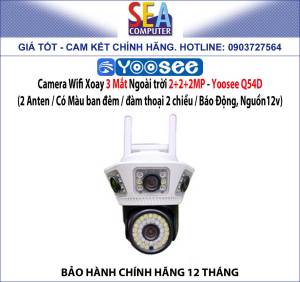 Camera Wifi Xoay 3 Mắt Ngoài trời 2+2+2MP - Yoosee Q54D (2 Anten / Có Màu ban đêm / đàm thoại 2 chiều / Báo Động Nguồn12v)