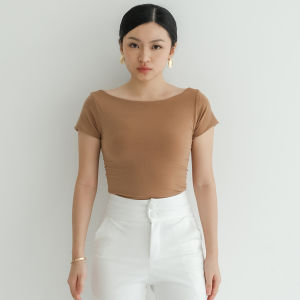 KAYSER MIKYONG top atasan wanita bodycon korea (Boat Neck)