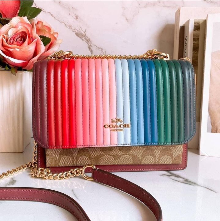 Guaranteed Original Coach Klare Crossbody With Rainbow Linear Quilting Women s Crossbody Bag C1446 Lazada PH