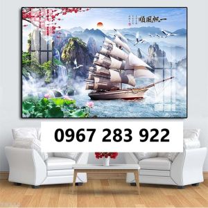 Tranh gạch 3d thuyền buồm đẹp