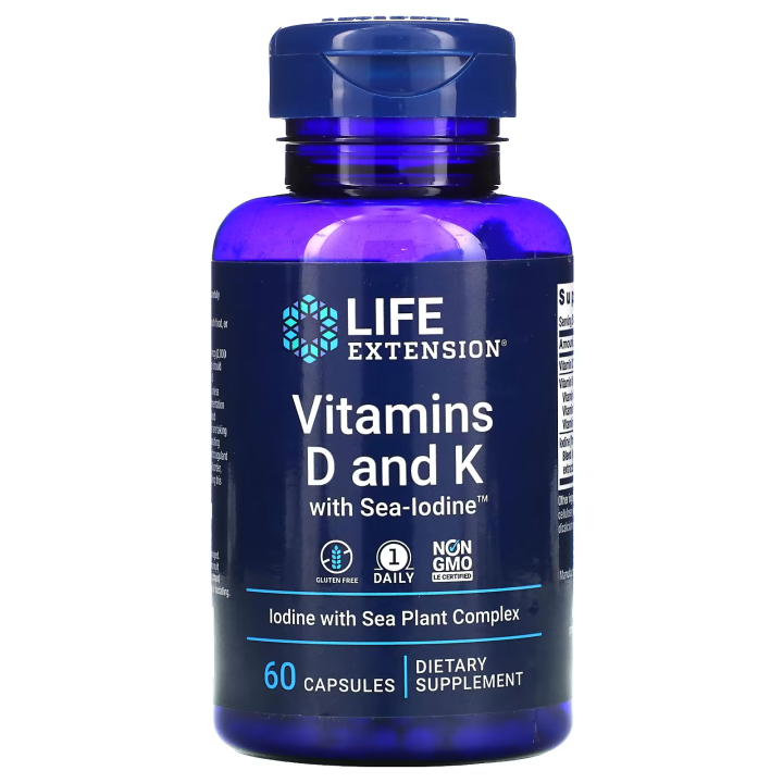 Life Extension, Vitamin D and K with Sea Iodine, 125mcg (5000IU), 60