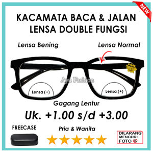 FREE CASE - NEW - Kacamata Baca Plus Pria Wanita 2 Fungsi Untuk Jalan Dan Baca Double Fokus - Ready Ukuran (+) 1.00 SAMPAI (+) 3.00 - Cocok Untuk Pria Dan Wanita - Model Terkini
