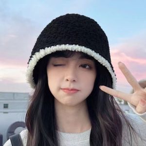 MAOMEI Thickened Plush Bucket Hat Soft Windproof Fisherman Beanie Women All-match Warm Cap Autumn Winter