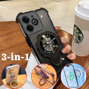 [3 in 1]Case for tecno spark go 2025 spark go 1 pop 9 phone casing Softcase Silicone shockproof Cover new design aesthetic 360° clear Thin with holder SJXMSZJ01