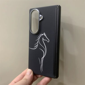 Korea Fold Screen Case For Samsung Z Fold 8 7 6 5 Carbon Fiber Texture  Wireless Charging Cover Camera Metal Armor Shell