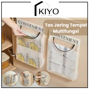 KIYO Tas Jaring Bawang Estetik Tempel Serbaguna Multifungsi / Tempat Pemyimpanan Bawang Sayuran Dapur / Tas Keranjang Jaring Tempel Kantong Kresek Kuat Kokoh