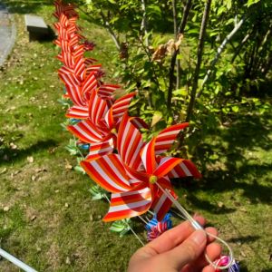 NEXTYOO 10pcs/set 21cm Cối xay gió hành lang vòm với Dây Sọc nhiều màu sắc 6 chiếc chong chóng lá Chất lượng cao với dây thép Cối xay gió dây Sân và vườn