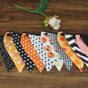 Reusable Halloween Thanksgiving Bunting Flags Cotton Fabric Pennant Triangular Banners for Seasonal Celebration Decors