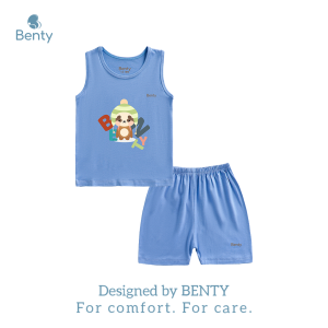 Bộ ba lỗ chất vải mềm mịn thấm hút mồ hôi tốt in gấu BT005 BENTY đồ bộ cho bé trai bé gái