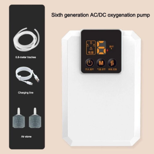 ปั๊มออกซิเจนตู้ปลา [อายุแบตเตอรี่ 150 ชั่วโมง] ออกซิเจนตู้ปลา ออกซิเจนพกพา เงียบ อัพเกรดกันน้ำทั้งตัว ไม่ต้องกลัวไฟดับกะทันหัน สลับอัตโนมัติตอนไฟดับ เครื่องออกซิเจน ให้ออกซิเจนปลา10000ตัว ปั้มออกซิเจน เหมาะสำหรับตกปลากลางแจ้ง
