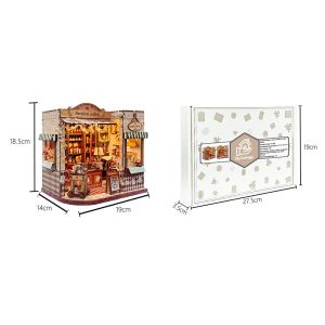 YUDESHUI Tự làm Bộ đồ chơi nhà búp bê mini Đèn LED Quán rượu Ngôi nhà gỗ thu nhỏ Sáng tạo Quán cà phê Mô hình lắp ráp 3D Trẻ em