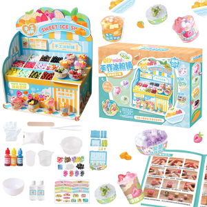 Mini Ice Jelly Stand Pretend Playset DIY Dessert Making Kit Kids Sensory Educational Cooking Toy Portable Outdoor Travel Play Toy STEM Handcraft Activity Creative Gift for Boys Girls Toddlers