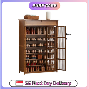 【Pure Care】 Anti-Odor Bamboo Minimalist Shoe Cabinet Large Bamboo Hollow Door Shoe Cabinet