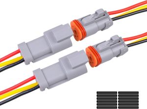 Exqutoo 2Pack 2-Pin DT Connector Male and Female Wire Connectors