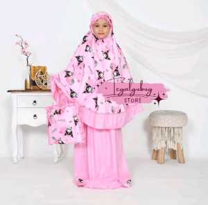 Mukena Anak Perempuan Rukuh Telekung Anak Karakter BT21 LOL Little Pony Unicorn Hello Kitty Umur 1-.8 thun