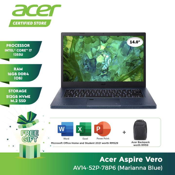 Acer Aspire Vero AV14-52P-78P6 /Intel Core i7-1355U /16GB RAM /512GB ...