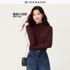 Giordano Women Solid color high neck long sleeve knit tee Free Shipping 05326815