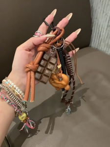 Nylon bagel sô cô la Phụ kiện túi Trọng lượng nhẹ Rope Charm bắt mắt Keychain Móc treo chìa khóa cho các hoạt động ngoài trời