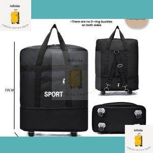 Tas foldable expandable big travel bag with wheels 40” durable travel duffel Airline Checked Bag cabin luggage