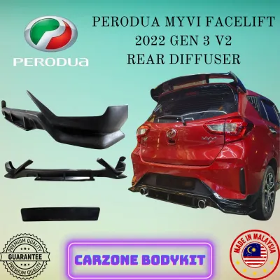 PERODUA MYVI 2022 FACELIFT GEN 3 REAR DIFFUSER (PU) BODYKIT 2022 2023 2024 CAR