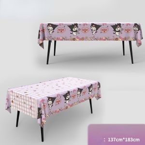 Cartoon Sanrio Disposable Plastic Tablecloth Cinnamoroll Kuromi Kids Birthday Party Decoration Oilproof Rectangular Table Cover