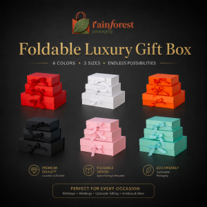Premium Gift Box Packaging Foldable Gift Wrapping Paper with Ribbon Tie for Weddings Birthdays Valentines Gift Packaging