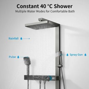 TSONG#035B3D Stereo Shower Large Set Shower Equipment Showerhead Imported German Technology Precise Temperature Control Bluetooth Music System Air Injection Technology Multifunctional Experience Powerful Water OutputLimited Edition Premium Model