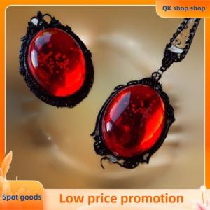 ✨QK shop✨ Vampire Bat Necklace Blood Cameo Purple Gothic Jewelry Black Bat Witch Accessories Pagan Alternative Vintage Choker Man