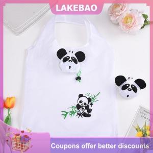 【LAKEBAO】 Dễ thương động vật có thể gập lại mua sắm túi công suất lớn gấp Tote Túi siêu thị mua sắm lưu trữ Pouch tái sử dụng thân thiện với môi Túi