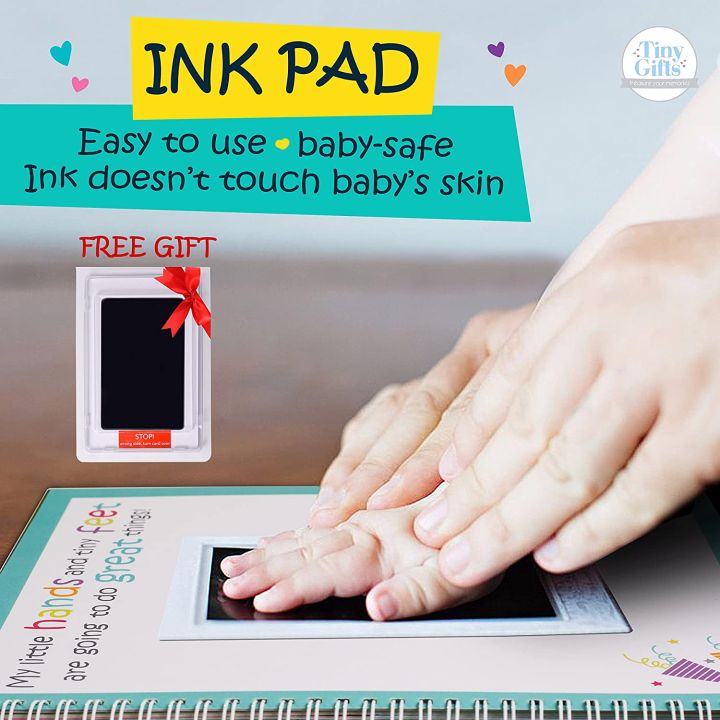 First 5 Years Baby Memory Book + Clean-Touch Ink Pad + Gift Box. Record ...