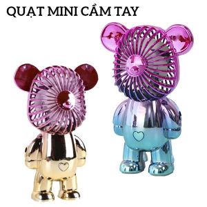 Quạt Mini Cầm Tay Hình Gấu BearBrick Nhiều Màu - Thiết Kế Nhỏ Gọn Ngoại Hình Bắt Mắt - 3 Chế Độ Gió Siêu Mát Có Cổng Sạc USB