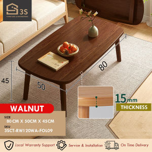 [3S  FURNITURE] Modern Rustic Simple Solid Rubber Wood Foldable Coffee Table * FREE DELIVERY *  (1Yr Local Warranty)