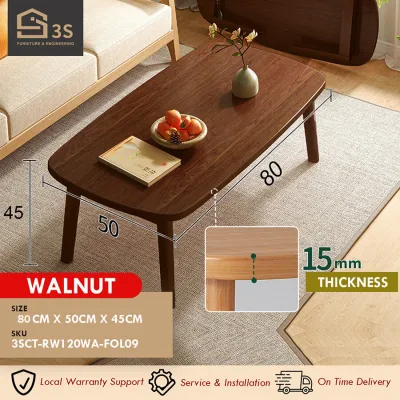 [3S FURNITURE] Modern Rustic Simple Solid Rubber Wood Foldable Coffee Table * FREE DELIVERY * (1Yr Local Warranty)