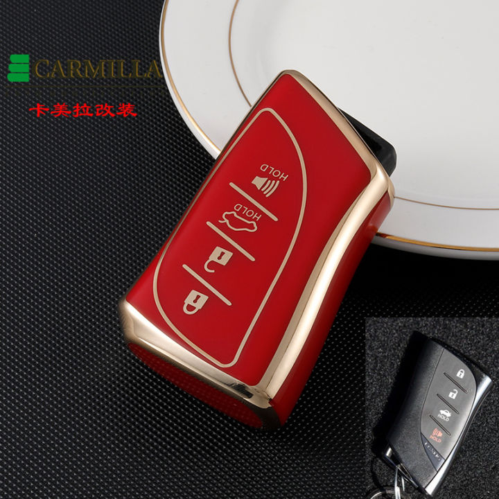 Custodia In Silicone TPU Con Brillantini Per Chiave Lexus – Modelli 3 Tasti – Include Portachiavi (Nero)