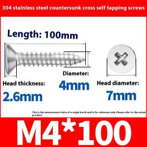 [Habilulu] 5 10Pcs M4 Lengthening Flat Head Tapping Long Wood Screw Stainless Steel Cross Countersunk Head Self Tapping Screws